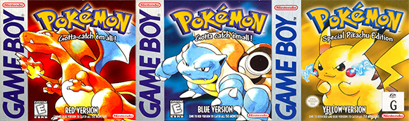 Cover of Pokemon Red, Blue, and Yellow